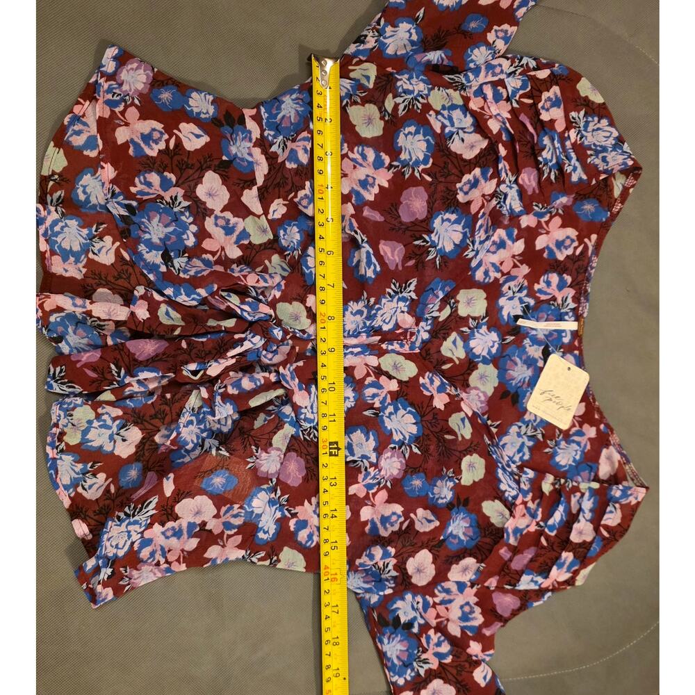 Nwt Free People Floral Maybel Shiraz Combo Peplum long sleeve Crop Top XS - Picture 6 of 12